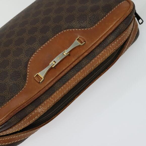 CELINE Macadam Canvas Shoulder Bag Pvc Brown Gold - Picture 6 of 12